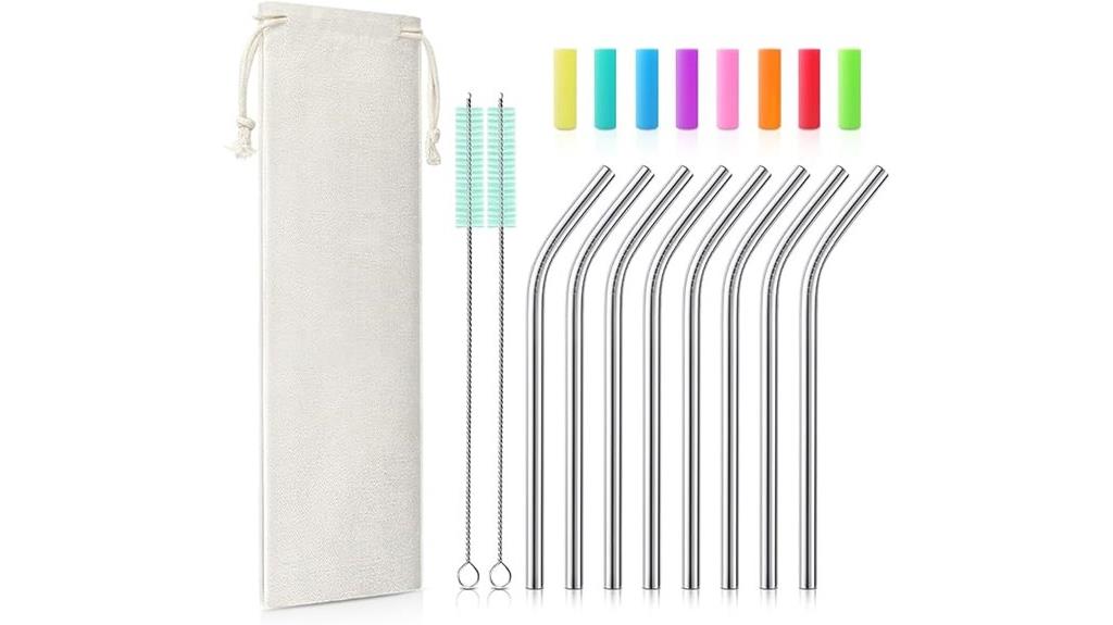 set of stainless steel straws