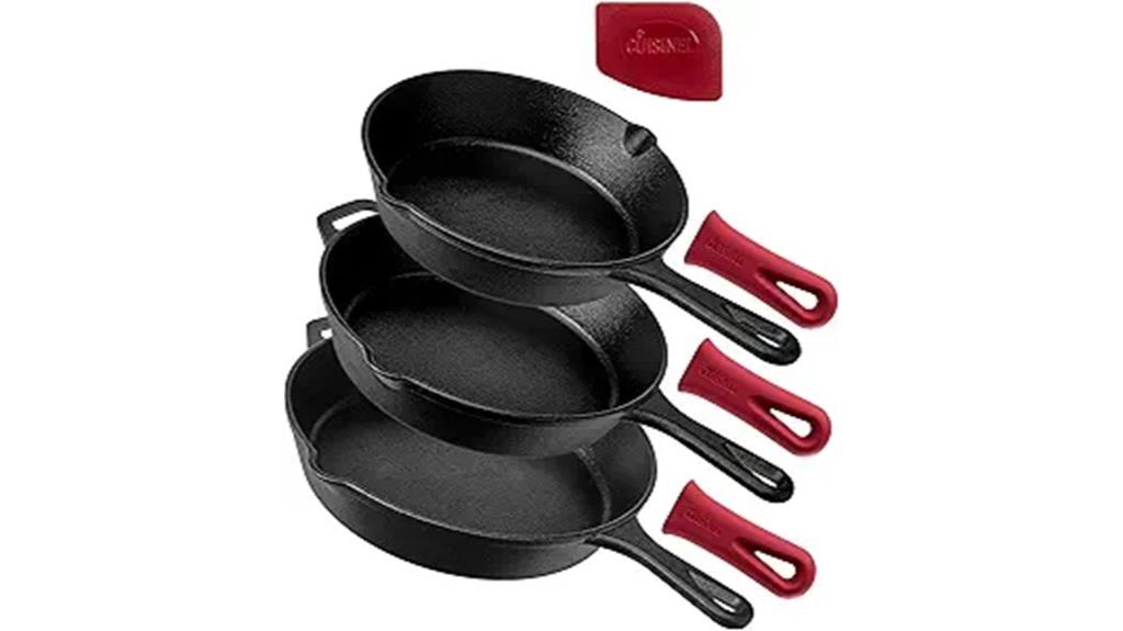 set of three skillets