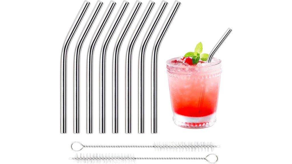 six inch metal cocktail straws