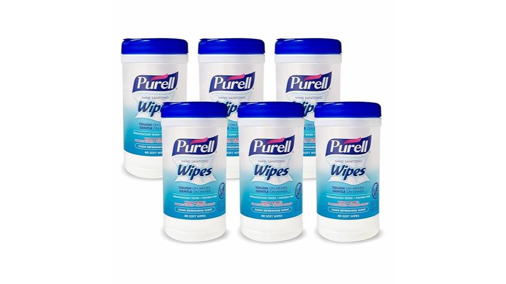 six packs of 40 wipes