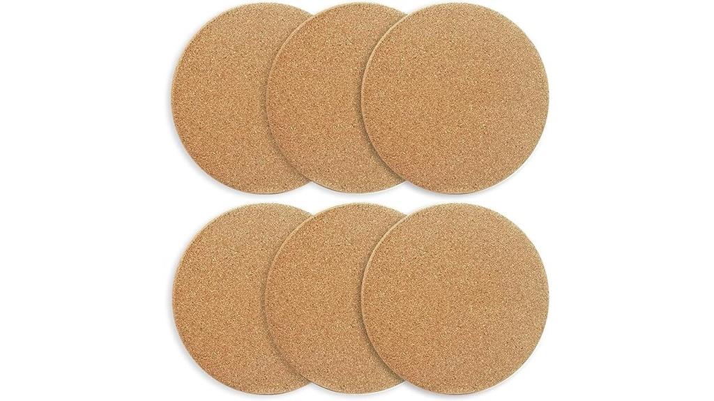 six piece cork coaster set