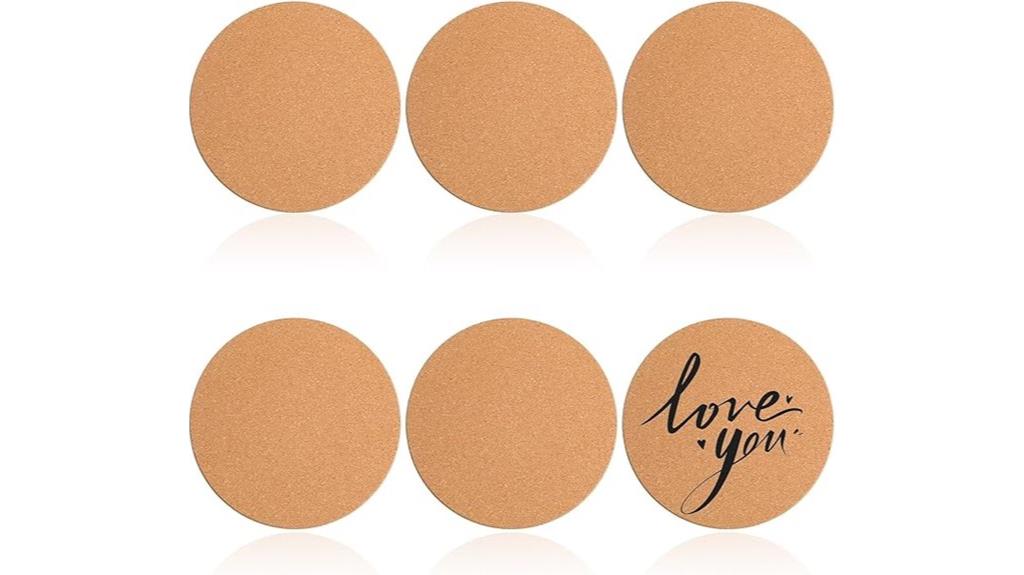 six piece cork coaster set