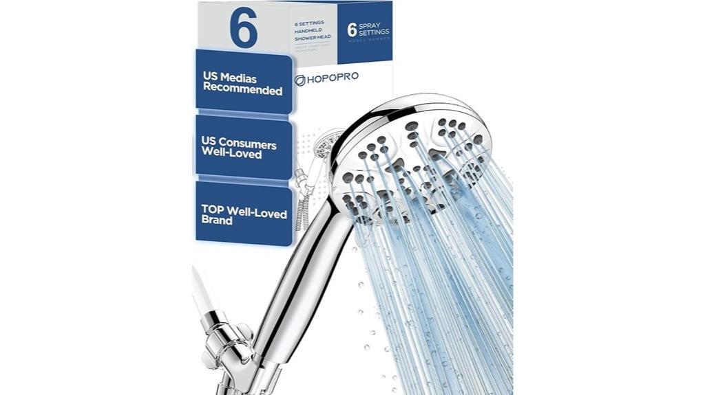 six setting handheld shower