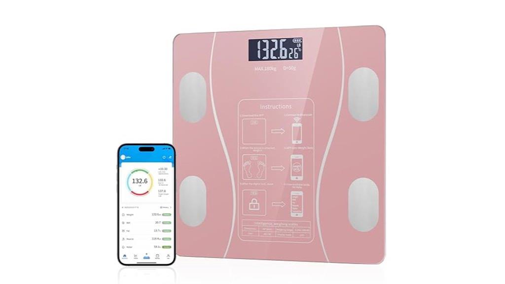stylish pink bluetooth scale