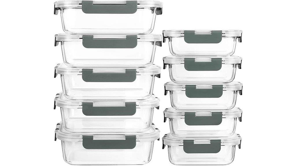ten glass food storage