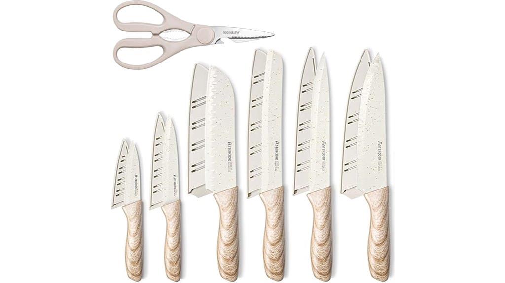 thirteen ceramic kitchen knives