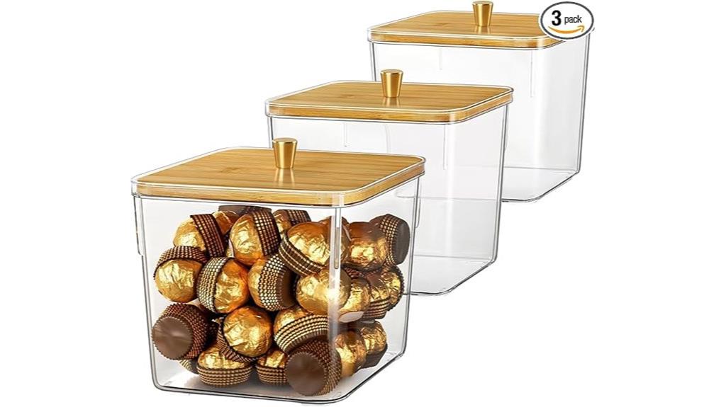 three clear pantry containers