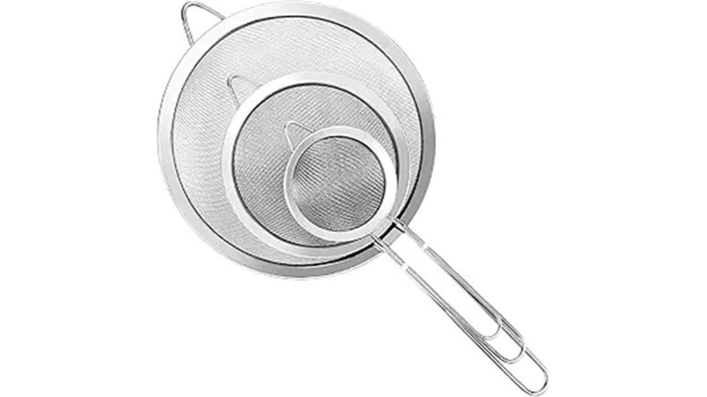 three mesh strainers