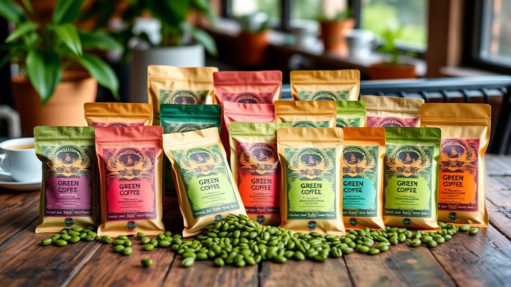 top green coffee samplers