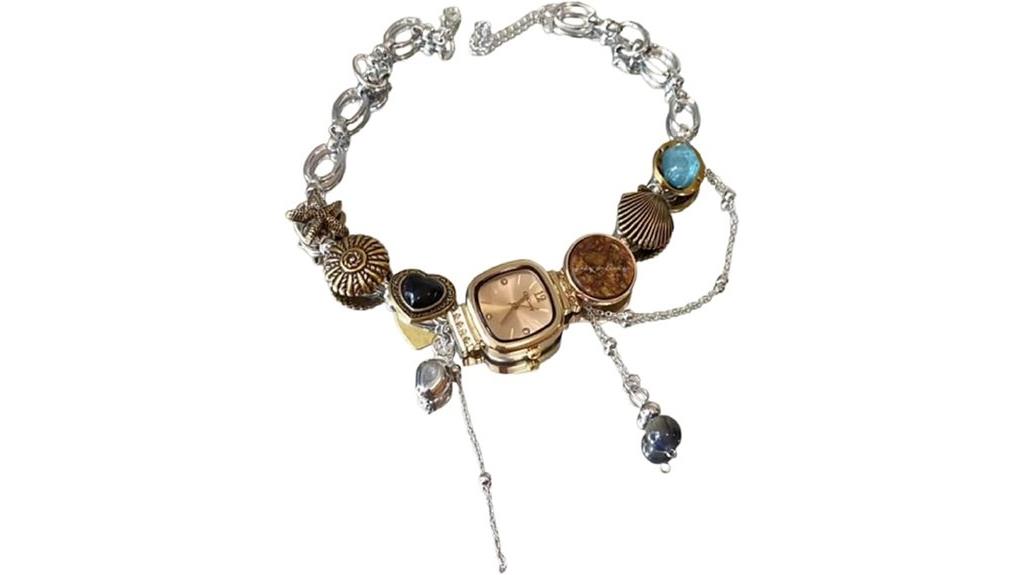 vintage gemstone seashell necklace