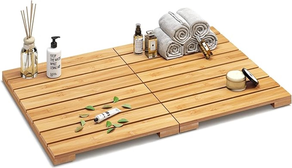 waterproof bamboo shower mat