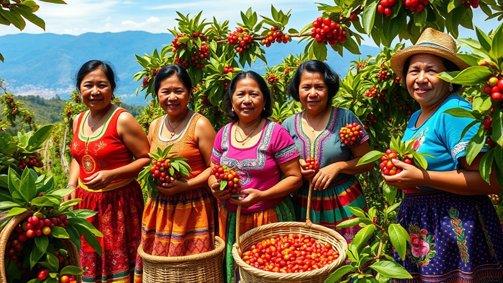 women farmers growing coffee