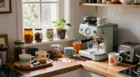 cluttered coffee station design