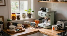 cluttered coffee station design