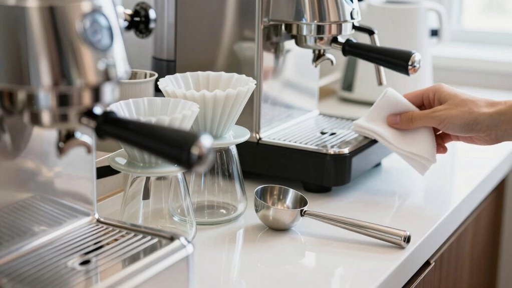maintain coffee equipment cleanliness