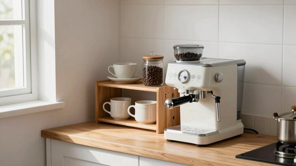 minimalist personalized coffee area
