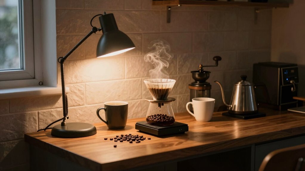 optimal coffee station lighting placement