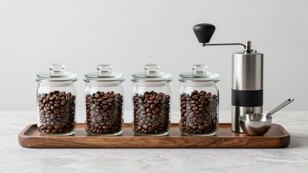 organized labeled coffee display
