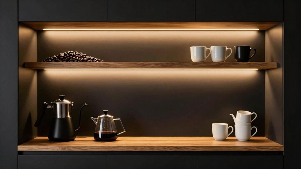 strategic lighting enhances coffee space