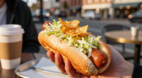 hot dogs with vinegared iceberg and potato chips
