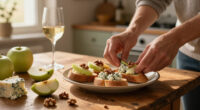 Crostini Con Formaggio Roquefort, Mele E Noci